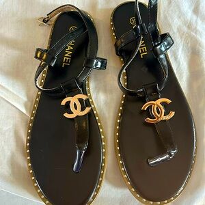 CHANEL SANDALS Leather  Black